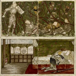 A Set of Sixteen Tiles Arranged in Pairs to Form Eight Illustrations of the 
